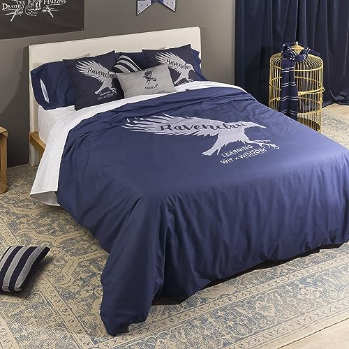 Belum Bettbezug Harry Potter, Bettbezug mit Knöpfen 100% Baumwolle, Modell Ravenclaw Values, für 180 cm Bett (260 x 240 cm) von BL BELUM