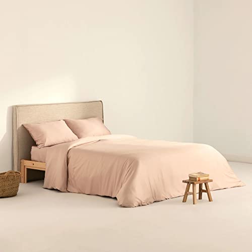 Belum Bettbezug aus Satin, Fadenzahl 300, für 90 Betten, Maße: 155 x 220 cm, Farbe: Pink, Satin-Bettbezug, Verschluss mit transparenten Knöpfen. von BL BELUM