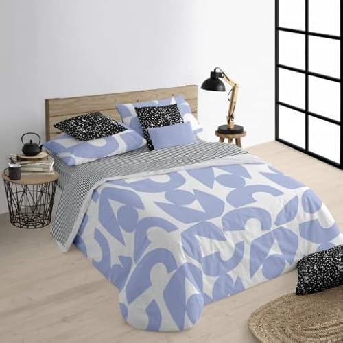 Belum | Bettbezug für Betten von 140 x 200 cm | Stoff 100% Bio-Baumwolle | Fadenzahl 175 | Oeko-Tex Zertifiziert | Modell: Tansen Blue von BL BELUM
