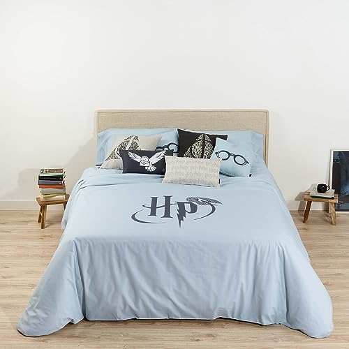 Belum | Bettbezug mit Knöpfen, 100% Baumwolle, Modell Harry Potter Mint Bett 90 cm (155 x 220 cm), Leichter und bequemer Bettbezug, offizielle Lizenzen von BL BELUM