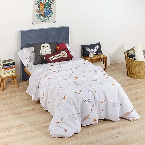 Belum Bettbezug mit Knöpfen, 100% Baumwolle, Modell Hogwarts Nordic für Betten mit 105 cm Breite (180 x 240 cm), Bettbezug, leicht und bequem, offizielles Lizenzprodukt von BL BELUM