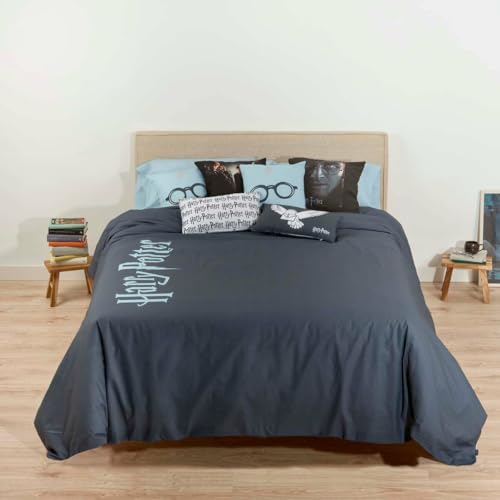 Belum Bettbezug mit Knöpfen, 100% Baumwolle, Modell Hpotter Deep Blue für Betten mit 120 cm (200 x 200 cm), Bettbezug, leicht und bequem, offizielles Lizenzprodukt von BL BELUM
