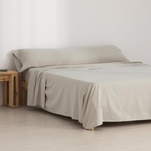 Belum Bettwäsche-Set, Flanell, Simply Taupe, 105 cm, 100% Baumwolle, bestehend aus: Bettbezug: 175 x 270 cm, Spannbettlaken: 105 x 200 cm + 30 cm, Kissen: 45 x 125 cm von BL BELUM