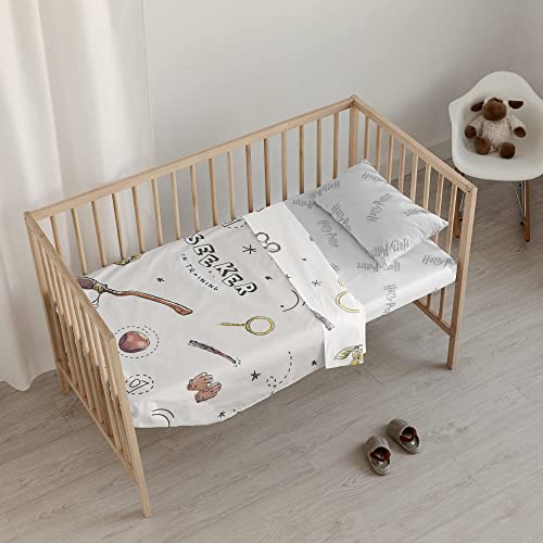 Belum Bettwäsche-Set mit Kissen und Spannbettlaken, bedruckt, 100% Baumwolle, Modell Quidditch Child für Kinderbett von BL BELUM