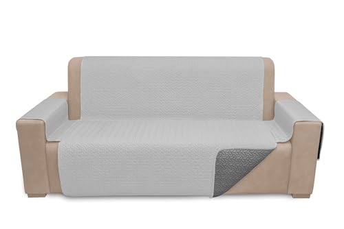 Belum Sofabezug, wendbar, Mikrosatin, Stahl-Silber, 4-Sitzer, gepolsterter und Verstellbarer Sofabezug, Sofaüberwurf für 4-Sitzer, Rückenlehne 200 cm Belum Sofabezug, wendbar, Mikrosatin, Stahl-Silber, 4-Sitzer, gepolsterter und Verstellbarer Sofabezug, Sofaüberwurf für 4-Sitzer, Rückenlehne 200 cm von BL BELUM