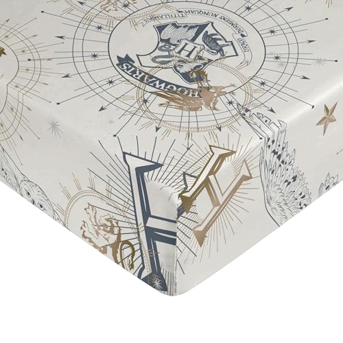 Belum Spannbettlaken, Harry Potter, Maße: 105 x 200 cm + 35 cm, Stoff, 100% Baumwolle, Fadenzahl 175, Modell: Hpotter Gold, Beige Belum Spannbettlaken, Harry Potter, Maße: 105 x 200 cm + 35 cm, Stoff, 100% Baumwolle, Fadenzahl 175, Modell: Hpotter Gold, Beige von BL BELUM