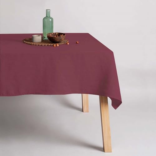Belum Tischdecke, schmutzabweisend, 100% Leinen, Bordeaux, 200 x 150 cm, rechteckig, aus Harz, wasserdichte Tischdecke in verschiedenen Größen, Leinen-Tischdecken für den Innen- und Außenbereich von BL BELUM