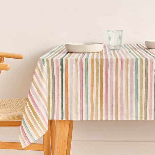 Belum Tischdecke, schmutzabweisend, Größe 100 x 200 cm, extraweich, Mehrfarbig, 100, Stoff 100% Bio-Baumwolle, Modell Naiara 4-100, Bunt von BL BELUM