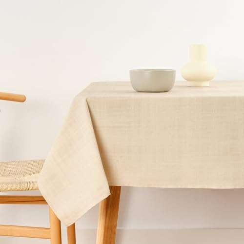 Belum Tischdecke, schmutzabweisend, Größe 250 x 140 cm, extraweich, Beige, mittelgroß, 100, Stoff 100% Bio-Baumwolle, einfarbig von BL BELUM