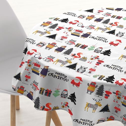 Belum | Tischdecke Weihnachten, Durchmesser 140, rund, 100% Baumwolle, harzbeschichtet, schmutzabweisend, Modell Noel 5 Belum | Tischdecke Weihnachten, Durchmesser 140, rund, 100% Baumwolle, harzbeschichtet, schmutzabweisend, Modell Noel 5 von BL BELUM