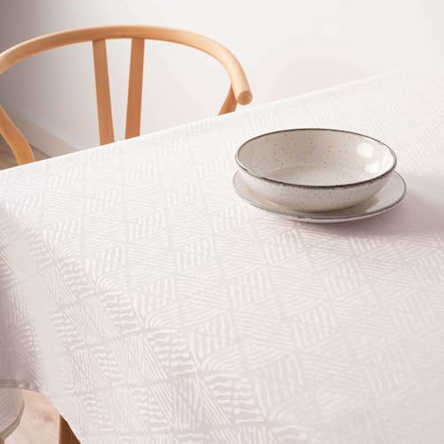 Belum Tischdecke mit Fleckenabweisend, Jacquard, Größe 100 x 155 cm, schmutzabweisend, extra weich, weiß, Tischdecke aus 70% Baumwolle, 30% Polyester, Modell 31990C von BL BELUM