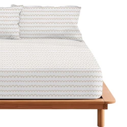 Belum Vitoria Spannbettlaken Beige 100% Baumwolle für 90er Jahre Bett, Spannbetttuch 175 Fäden von BL BELUM