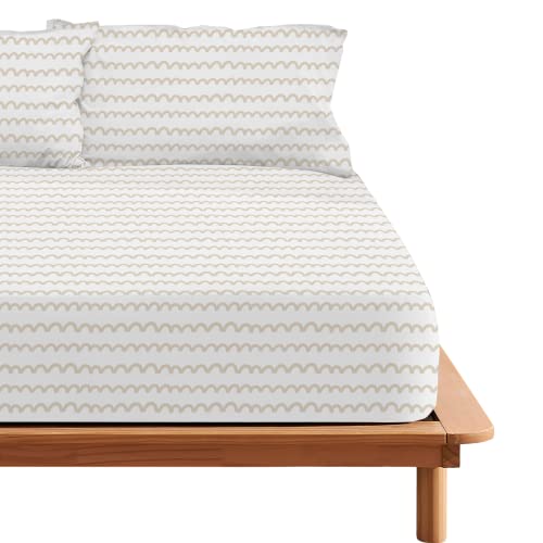 Belum Vitoria Spannbettlaken Beige 100% Baumwolle für Betten mit 135/140 cm, Spannbetttuch 175 Fäden von BL BELUM