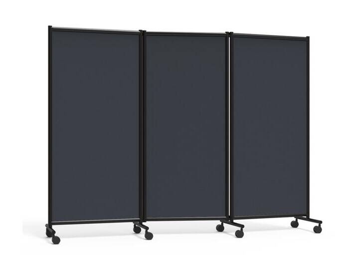 3er Stell-Trenn-Wand Sichtschutz Raumteiler One Screen Tripple Mobil anthrazit schwarz von BLA-Büro-Liebt-Ausstattung
