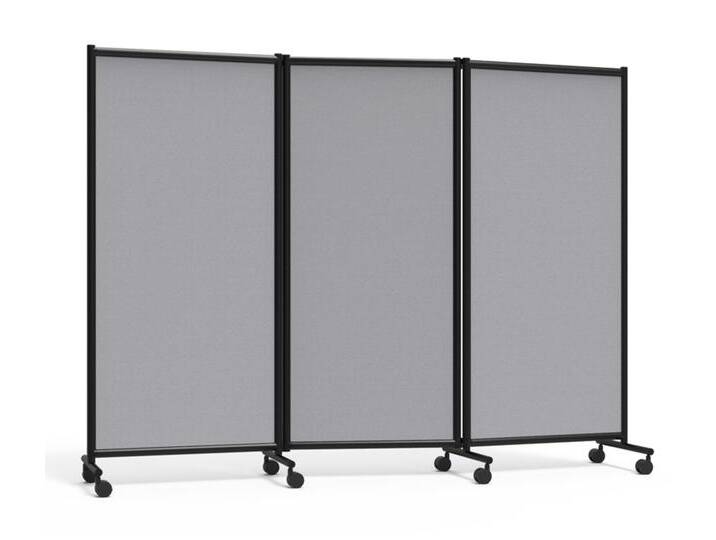 3er Stell-Trenn-Wand Sichtschutz Raumteiler One Screen Tripple Mobil grau schwarz von BLA-Büro-Liebt-Ausstattung