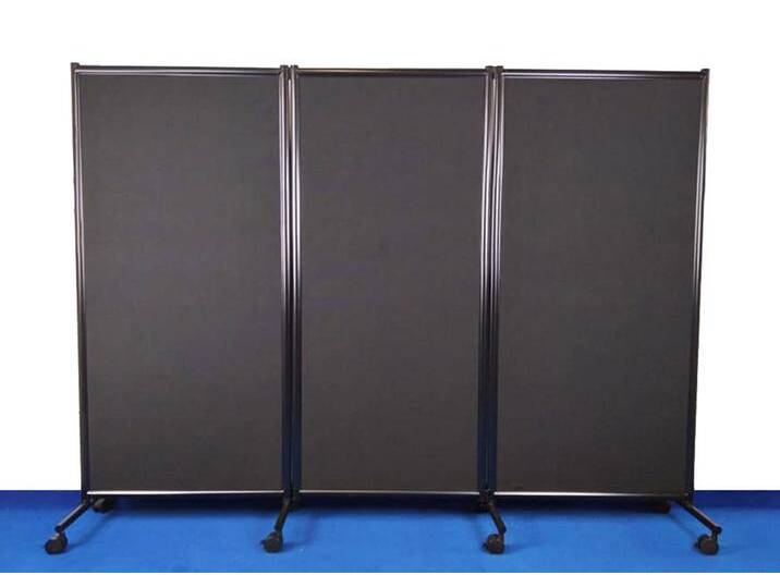 3er Stell-Trenn-Wand Sichtschutz Raumteiler One Screen Tripple Mobil komplett schwarz von BLA-Büro-Liebt-Ausstattung