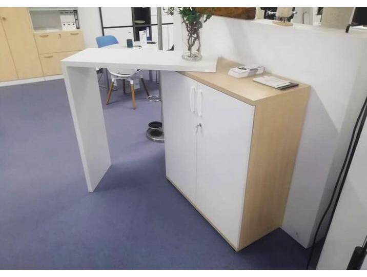 Brückentisch Thekentisch mit Sideboard Pendo Strato 107 x 44 cm Auswahl Farbe Optionen von BLA-Büro-Liebt-Ausstattung