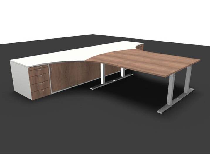 Bürotisch Schreibtisch Kombination elektrisch höhenverstellbar Pendo Polar 400 x 300 cm von BLA-Büro-Liebt-Ausstattung