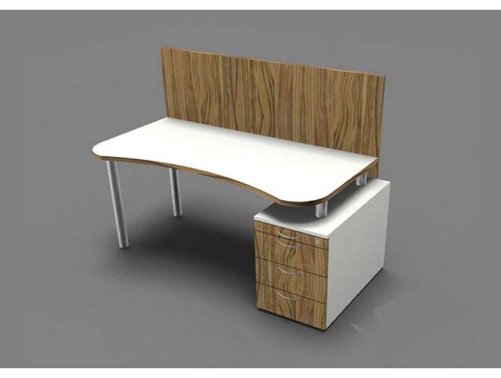 Bürotisch Schreibtisch Pendo Rondo B2-Form 160 cm mit Schreibtischcontainer Rückwand Auswahl Farbe Optionen von BLA-Büro-Liebt-Ausstattung