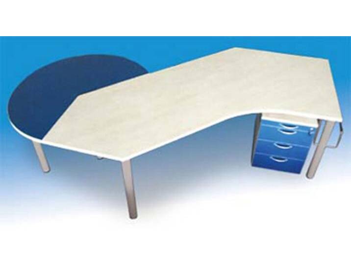 Bürotisch Schreibtisch Pendo Rondo Winkeltisch 135 Grad mit Anbau 1 Auswahl Farbe Optionen von BLA-Büro-Liebt-Ausstattung