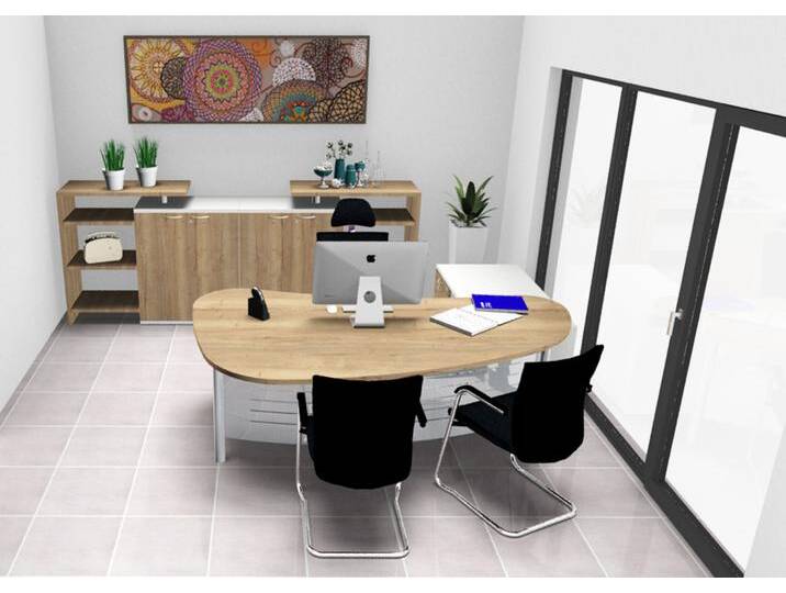 Chefbürotisch Chefschreibtisch Kombination Pendo Anakonda Fly Blende Container-Sideboard Auswahl Farbe Optionen von BLA-Büro-Liebt-Ausstattung