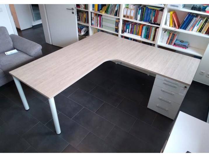 Eck Bürotisch Schreibtisch Pendo Rondo L-Form A1 Container Kombination Auswahl Farbe Größe Optionen von BLA-Büro-Liebt-Ausstattung