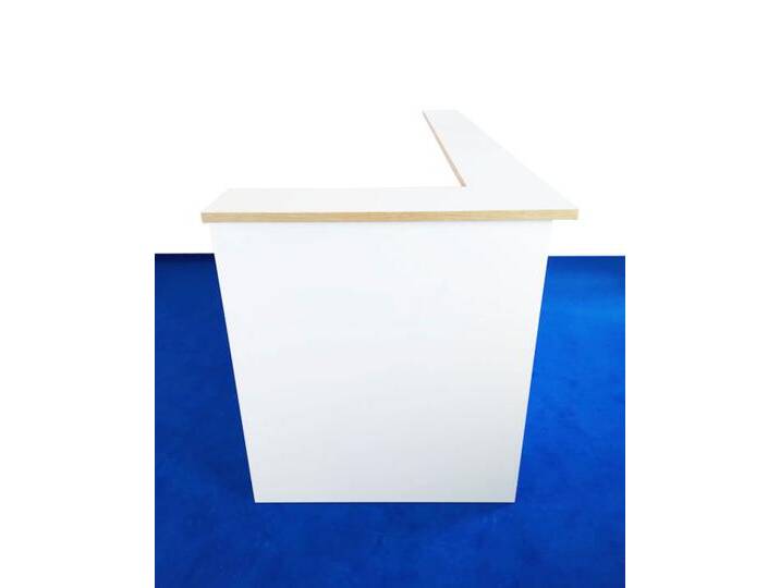 Empfangstheken Korpus Pendo Look Eck L-Form Eiche weiss 238 x 98 cm Perlweiß Top Vor-Ort-Artikel von BLA-Büro-Liebt-Ausstattung
