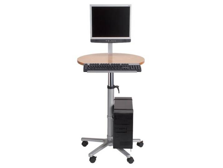 Profi-Monitor-PC-Pult mit Flachbildschirmträger Buche von BLA-Büro-Liebt-Ausstattung