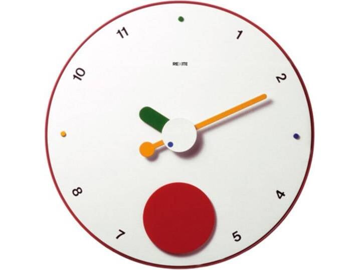 moderne Wanduhr Rexite Milano Contrattempo weiss rot bunt Top Vor-Ort-Artikel von BLA-Büro-Liebt-Ausstattung