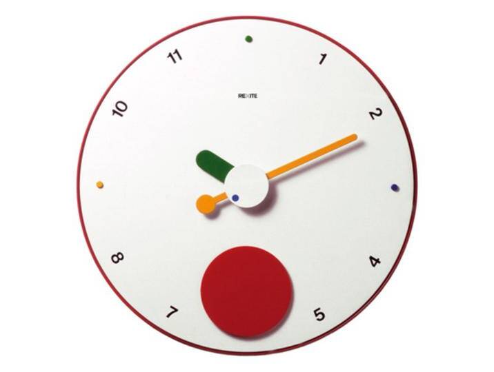 moderne Wanduhr Rexite Milano Contrattempo weiss rot bunt von BLA-Büro-Liebt-Ausstattung