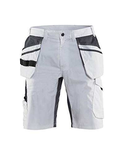 Blaklader 109913301098C58 Maler Shorts mit Stretch, Weiß/Dunkelgrau, Größe C58 von BLÅKLÄDER