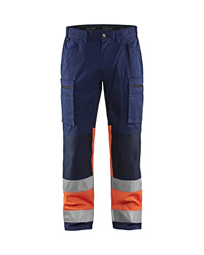Blaklader 155118118953C60 Arbeitshose mit Stretch, Marineblau/Orange, Größe C60 von BLÅKLÄDER