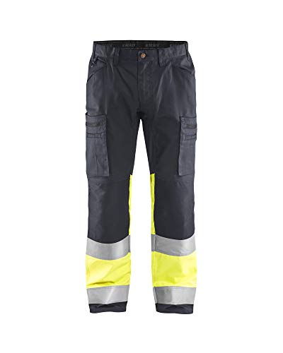 Blaklader 155118119633C152 Arbeitshose mit Stretch, Mittelgrau/High Vis Gelb, Größe C152 von BLÅKLÄDER