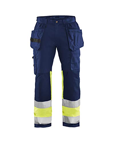 Blaklader 155818118933C56 High Vis Arbeitshose mit Stretch, Marineblau/Gelb, Größe C56 von BLÅKLÄDER