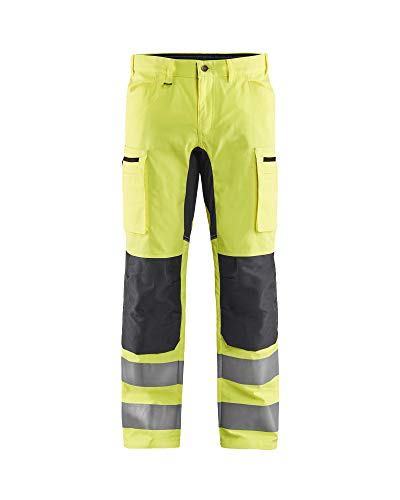 Blaklader 158518113396D104 Hochsichtige Arbeitshose mit Stretch, High Vis Gelb/Mittelgrau, Größe D104 von BLÅKLÄDER