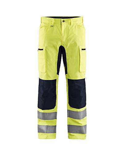 Blaklader 158518113399C148 Arbeitshose mit Stretch, High Vis Gelb/Schwarz, Größe C148 von BLÅKLÄDER