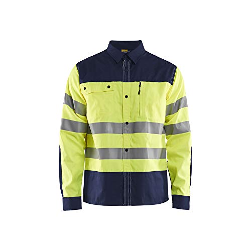 Blaklader 325518173389XL Hi-Vis Arbeitshemd, High Vis Gelb/Marineblau, Größe XL von BLÅKLÄDER