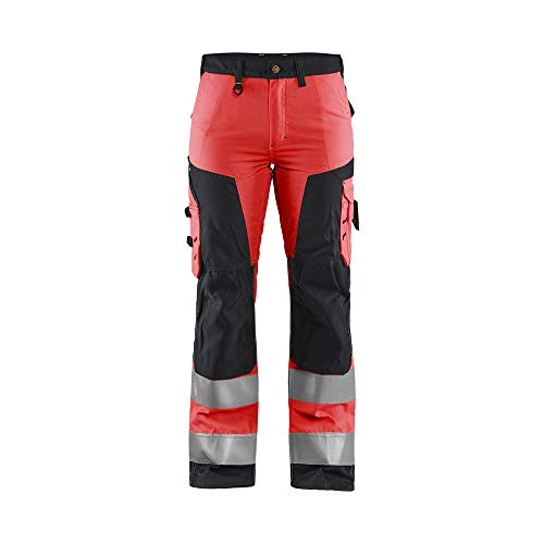 Blaklader 715518115599C48 Damen Arbeitshose ohne Werkzeugtaschen, High Vis Rot/Schwarz, Größe C48 von BLÅKLÄDER