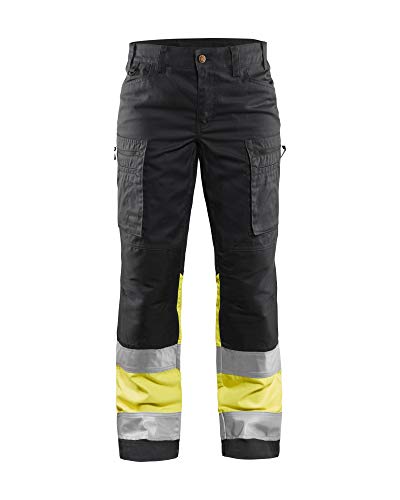 Blaklader 716118118933C46 Damen High Vis Arbeitshose mit Stretch, Marineblau/Gelb, Größe C46 von BLÅKLÄDER