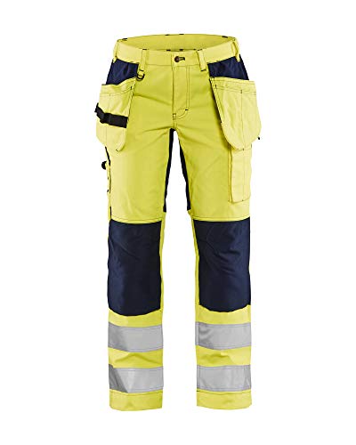 Blaklader 716318113389C46 Damen High Vis Arbeitshose mit Stretch, Gelb/Marine, Größe C46 von BLÅKLÄDER