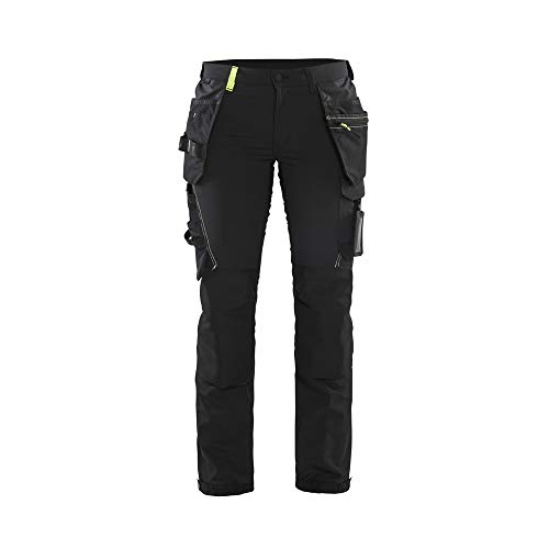 Blaklader 719216459933D24 Damen 4-Wege Stretch Handwerker Arbeitshose, Schwarz/Gelb, Größe D24 von BLÅKLÄDER