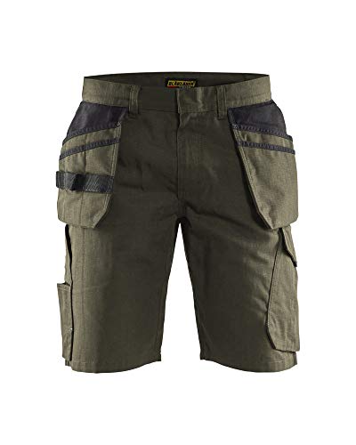 Blaklader 149413304599C50 Service Shorts mit Nageltaschen, Dunkel Olivgrün/Schwarz, Größe C50 von BLÅKLÄDER