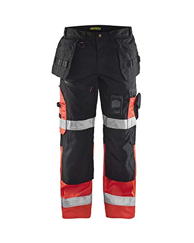 Blakläder Bundhose "X1500 High Vis" Klasse 1, 1 Stück, Größe C56, schwarz / rot, 150818609955C56 von BLÅKLÄDER