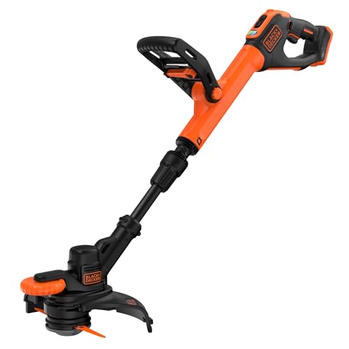 BLACK+DECKER 18V Akku-Rasentrimmer (mit 25 cm Kunstharz-Messer, verstellbarer Zweithandgriff, mit Führungsrad und Teleskopstiel, inkl; akku und Ladegerät) BCSTR918B von BLACK+DECKER