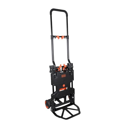 BLACK+DECKER 2-in-1 Sackkarre und Plattformwagen - Transportkarre max. 55KG - Transportwagen max. 120KG - Klappbarer Handwagen - Wagen mit robusten Rädern - Kunststoff/Stahl von BLACK+DECKER
