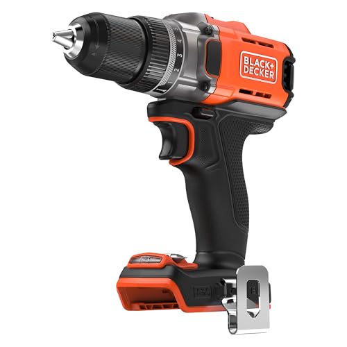 BLACK+DECKER Akku-Bohrschrauber, 18 V, max. Drehmoment 45 Nm, 2 Getriebeeinstellungen, schlüsselloses Bohrfutter und LED-Licht, BCD382XN-XJ von BLACK+DECKER