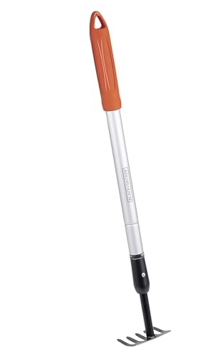 BLACK+DECKER Gartenrechen 5-Zahn - Verstellbar von 66 bis 100 cm - Karbonstahl, Fiberglas und PVC - Orange/Schwarz von BLACK+DECKER