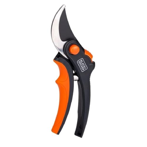 BLACK+DECKER Gartenschere - Klingen aus gehärtetem Stahl - 13 MM - Schwarz/Orange von BLACK+DECKER