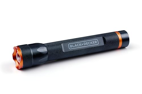 BLACK+DECKER LED-Taschenlampe 110 Lumen - 3W - 100M Reichweite - 3 Lichtmodi: Hoch, Niedrig, Pulsierend - Schwarz/Orange von Black+Decker
