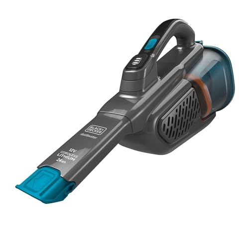 BLACK+DECKER Lithium Dustbuster BHHV320J mit Cyclonic Action - 12V, 25AW, Akku Handstaubsauger mit ausziehbarer Fugendüse & Ladekabel - Beutelloser, kabelloser Staubsauger - Titanium/Blau von BLACK+DECKER